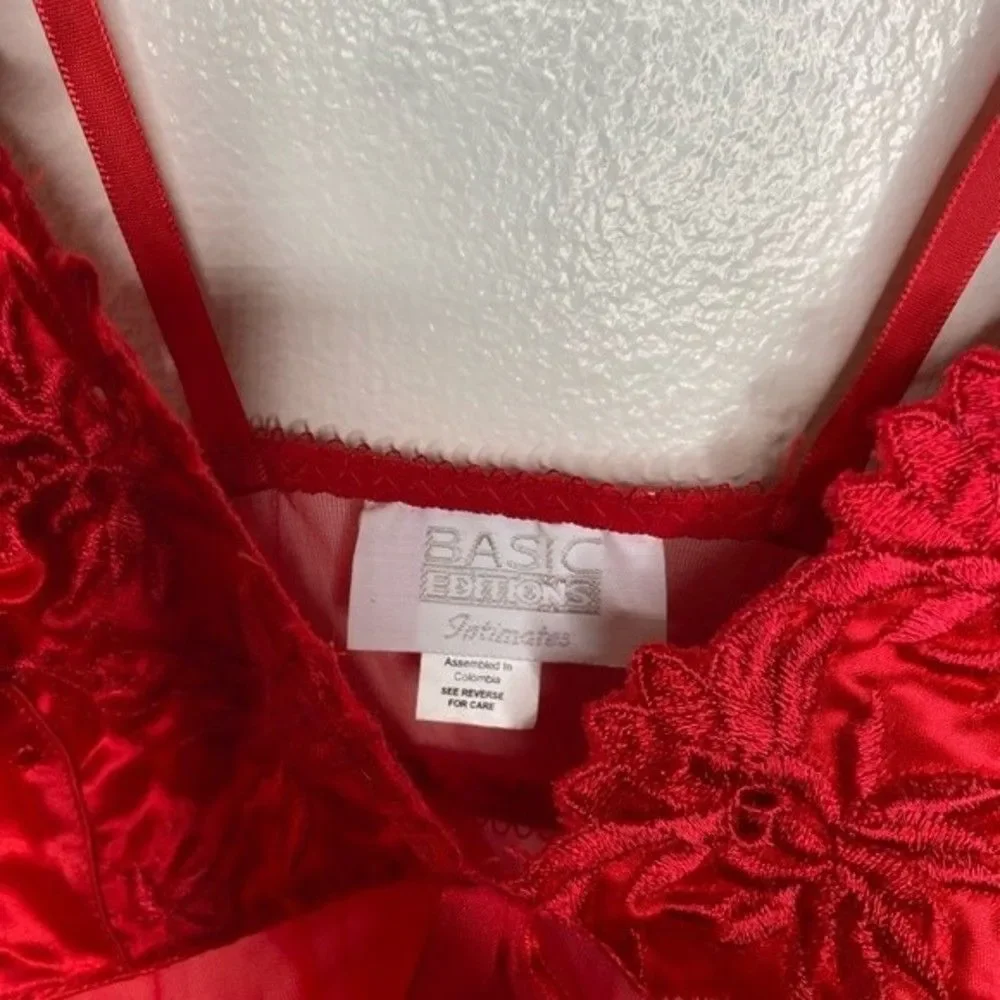 Vintage Red Lace lingerie Negligee Slip Sexy Small babydoll - Picture 9 of 9